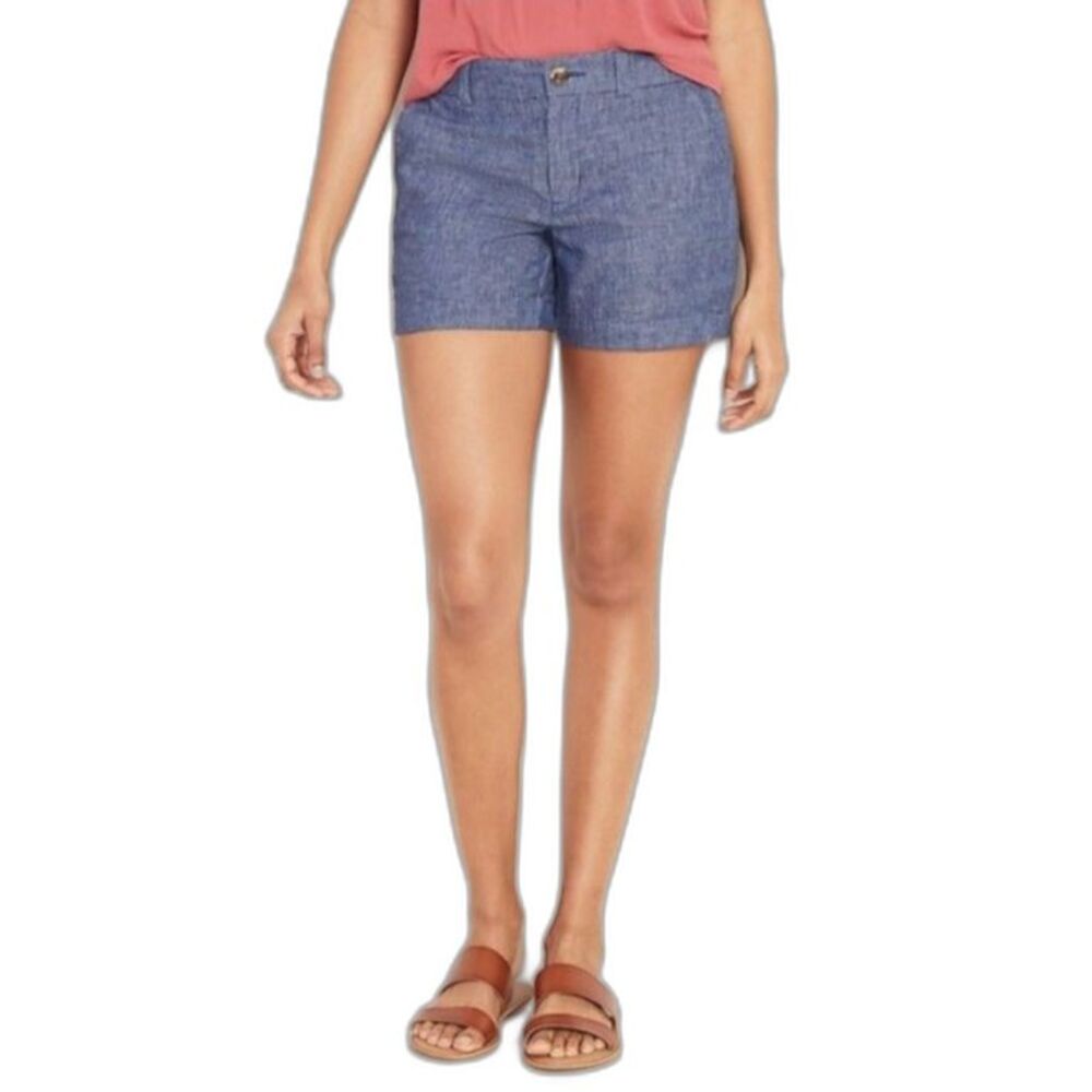 Old Navy Women's NWT Blue Linen Blend Mid-Rise Everyday Shorts Size 18